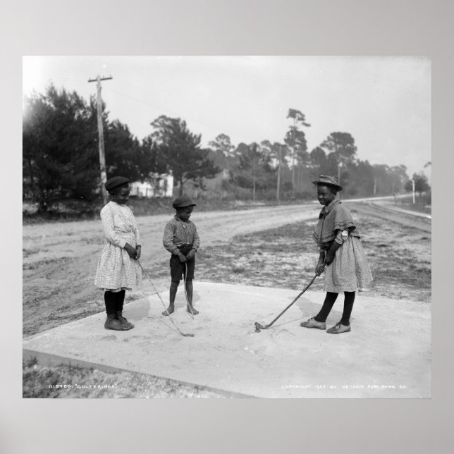 Golferinos African American Children Golf c1905 Poster (Front)