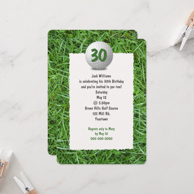 Golfer's 30th Birthday Party Invitation (Front/Back In Situ)