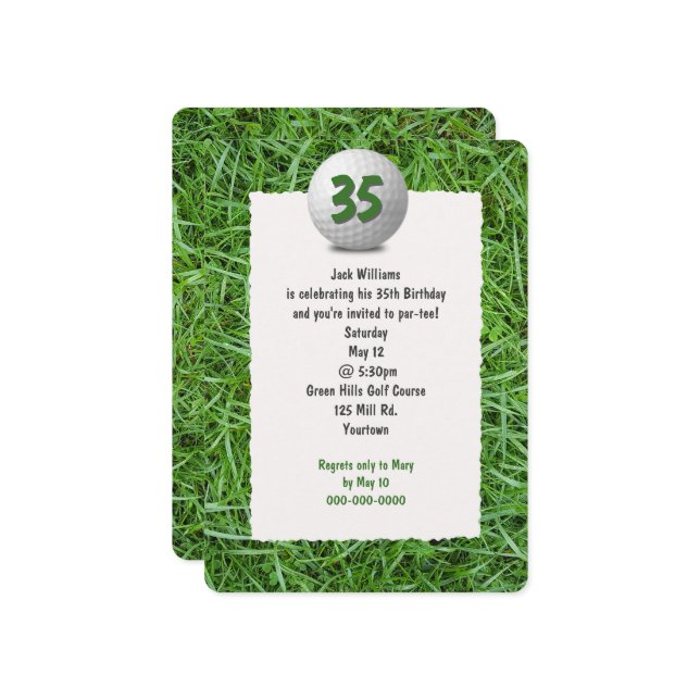 Golfer's 35th Birthday Party Invitation (Front/Back In Situ)