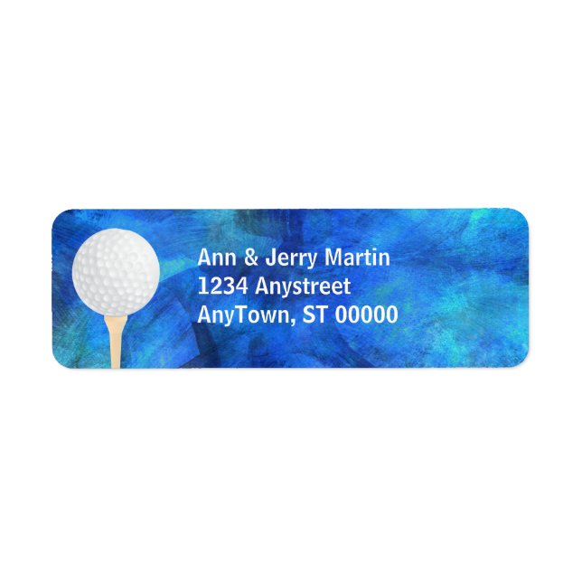  golfers address label golf ball blue and white   return address label (Front)