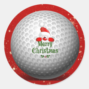 Golfers' Festive Christmas Design--It's Santa! Classic Round Sticker