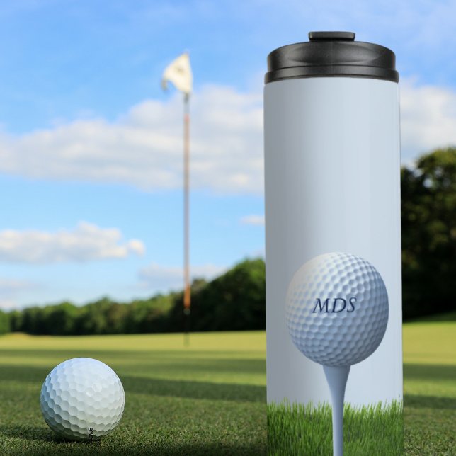 Golfer's Golf Theme Teeing Off Thermal Tumbler (A Golf Theme Teeing Off Thermal Tumbler with space for your initials)