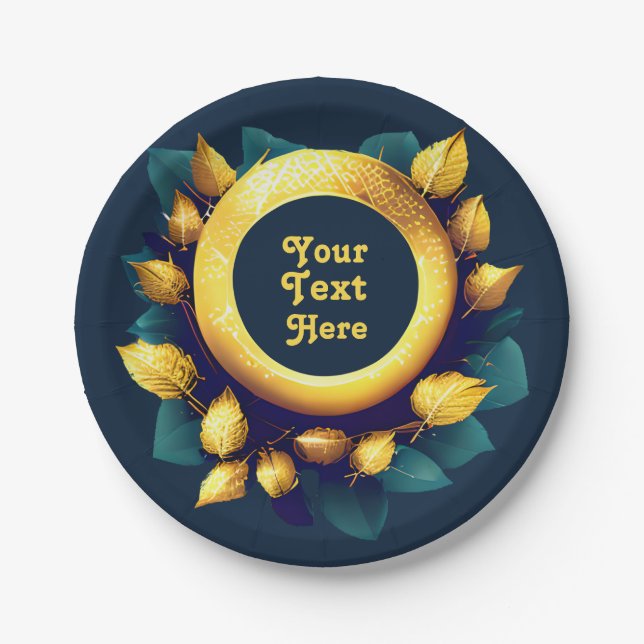 Golfers Green and Gold Wreath Paper Plate (Front)