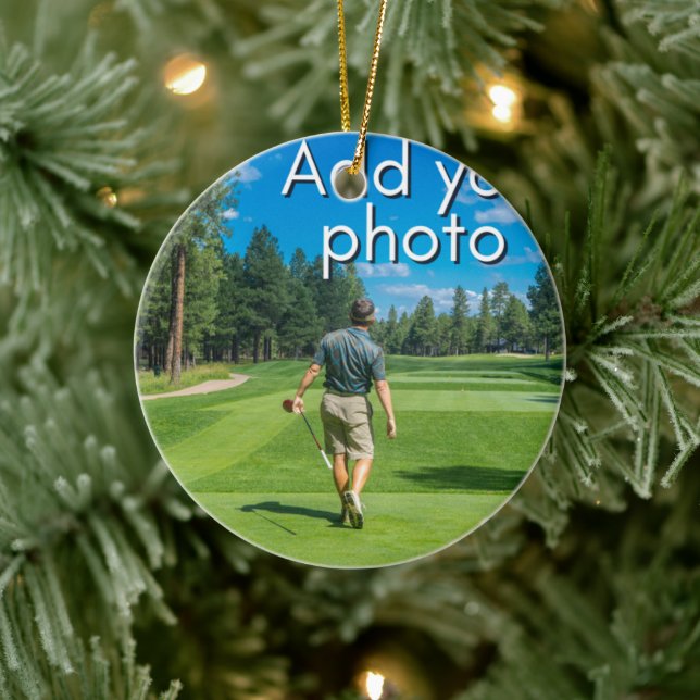 Golfers Hole in one, add your photo cute Ceramic Ornament (Tree)