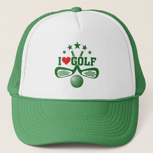 Golfers, I Love Golf Trucker Hat (Front)