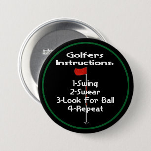 Golfers Instructions Humour 7.5 Cm Round Badge