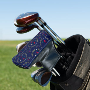 Golfer's Monogram Golf Clubs Blue Pattern Head Cover