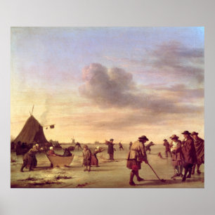 Golfers on the Ice near Haarlem, 1668 Poster