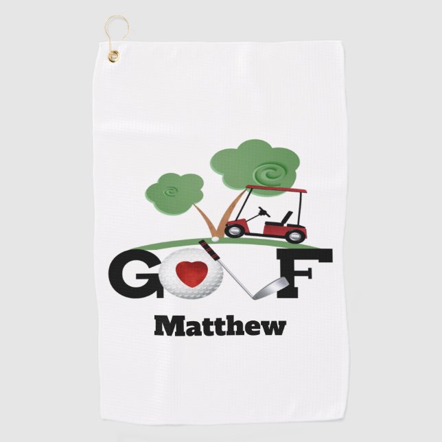Golfers Personalised Golf Cart Golf Towel (Front)