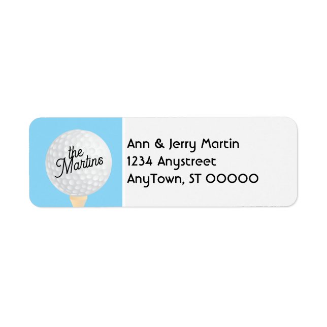  golfers return address golf ball blue and white  label (Front)