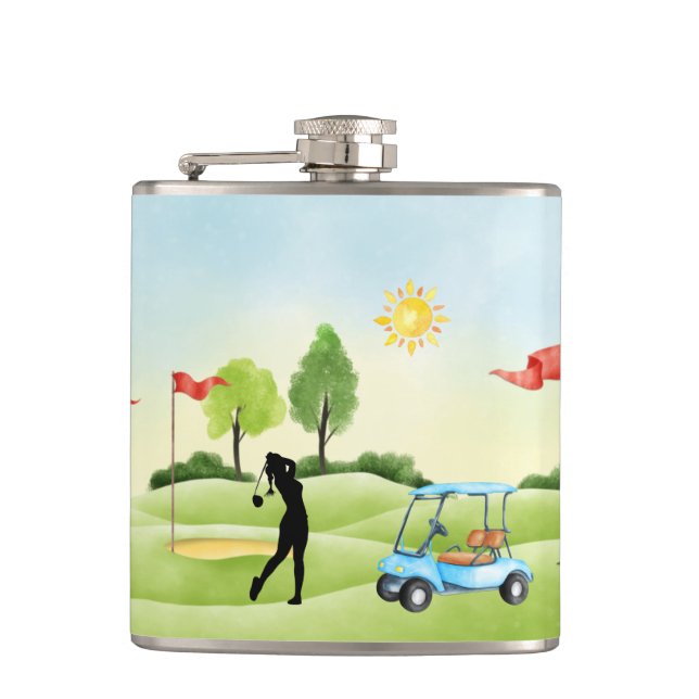 Golfer's Vinyl Wrapped Flask (Front)