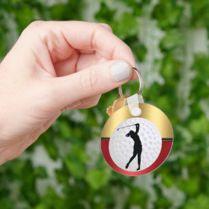 Golfing ball and golfer Elegant background Key Ring