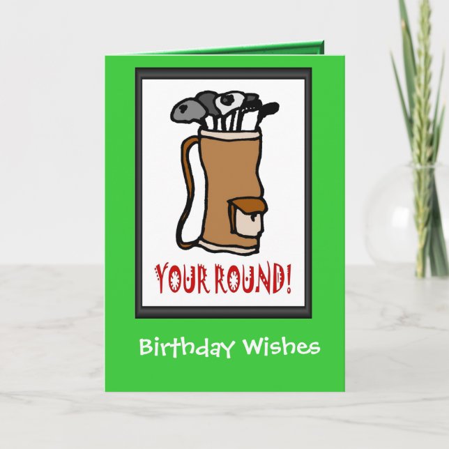 Golfing Birthday cards, Golf bag Card (Front)