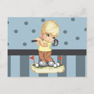 Golfing Boy Postcard