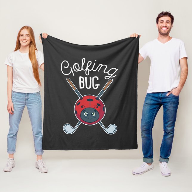 Golfing Bug Cute Outdoor Sports Golf Gag Novelty Fleece Blanket (In Situ)