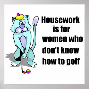 Golfing Cat Poster
