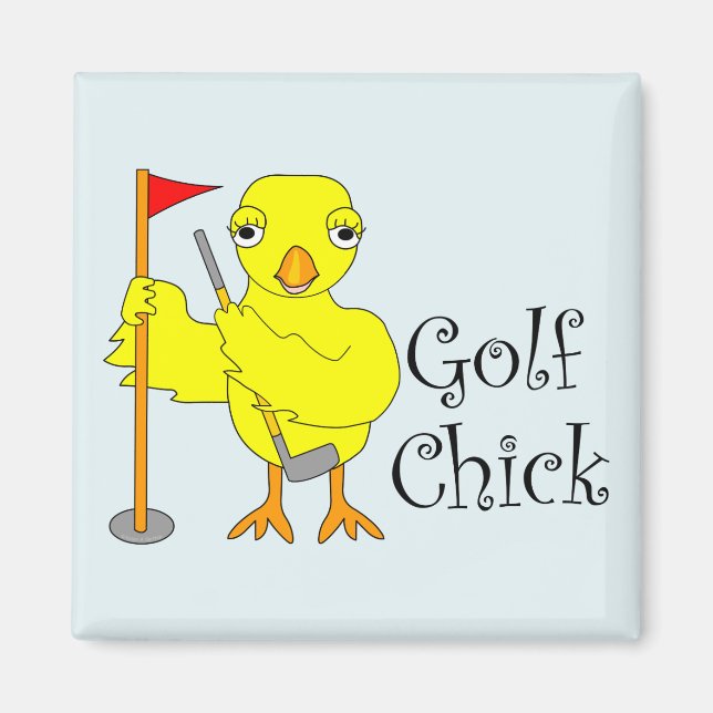 Golfing Chick Text Magnet (Front)