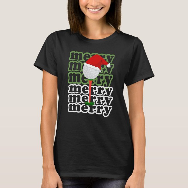 Golfing Christmas Holiday Golf Ball T-Shirt (Front)