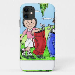 Golfing Couple - Personalised Cartoon iPhone 11 Case