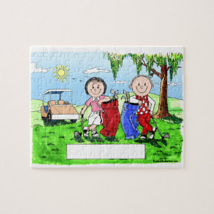 Golfing Couple - Personalised Cartoon Jigsaw Puzzle