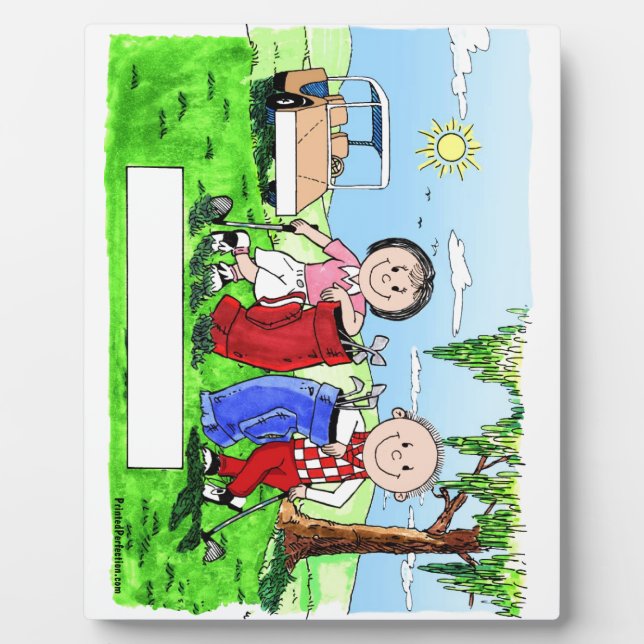 Golfing Couple - Personalised Cartoon Plaque (Front)
