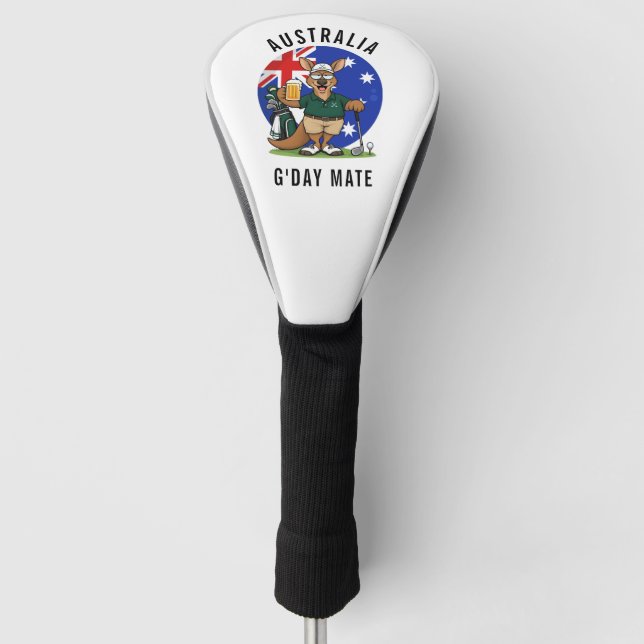 Golfing Dad Aussie Kangaroo Golf Head Cover (Front)