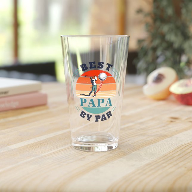 Golfing Dad Best Papa By Par Retro Birthday Glass (Creator Uploaded)
