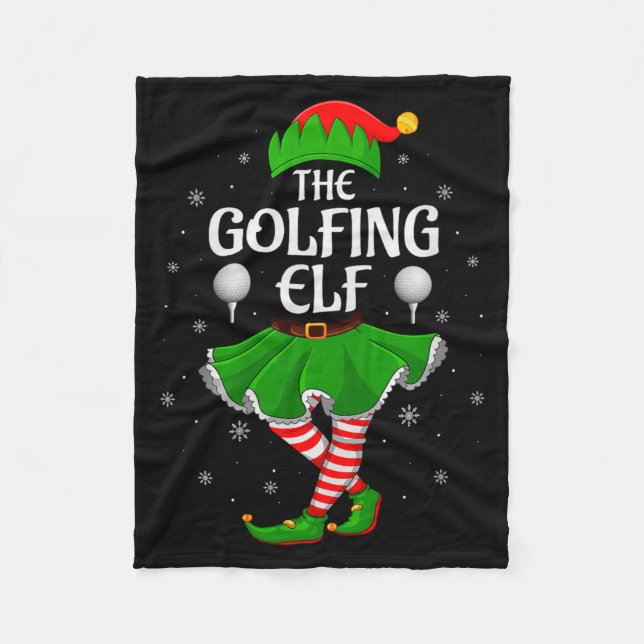 Golfing Elf Christmas Family Girls Women Elf Squad Fleece Blanket (Front)