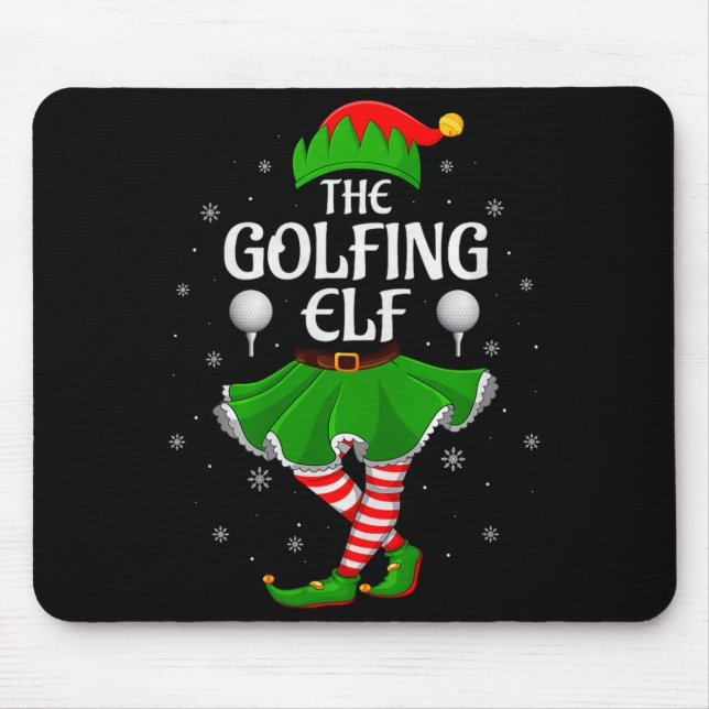 Golfing Elf Christmas Family Girls Women Elf Squad Mouse Pad (Front)