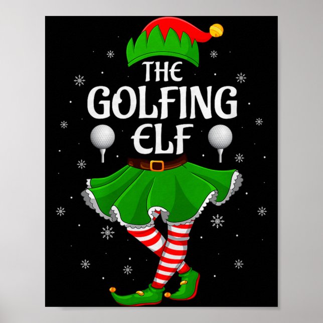Golfing Elf Christmas Family Girls Women Elf Squad Poster (Front)