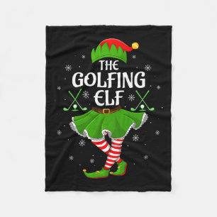 Golfing Elf Christmas Girls Women Elf Squad Xmas F Fleece Blanket