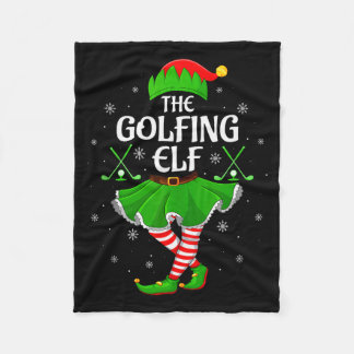 Golfing Elf Christmas Girls Women Elf Squad Xmas F Fleece Blanket