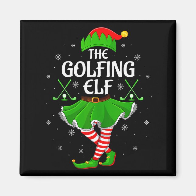 Golfing Elf Christmas Girls Women Elf Squad Xmas F Magnet (Front)