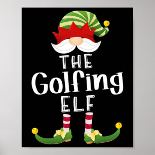 Golfing Elf Group Christmas Funny Pajama Party  Poster