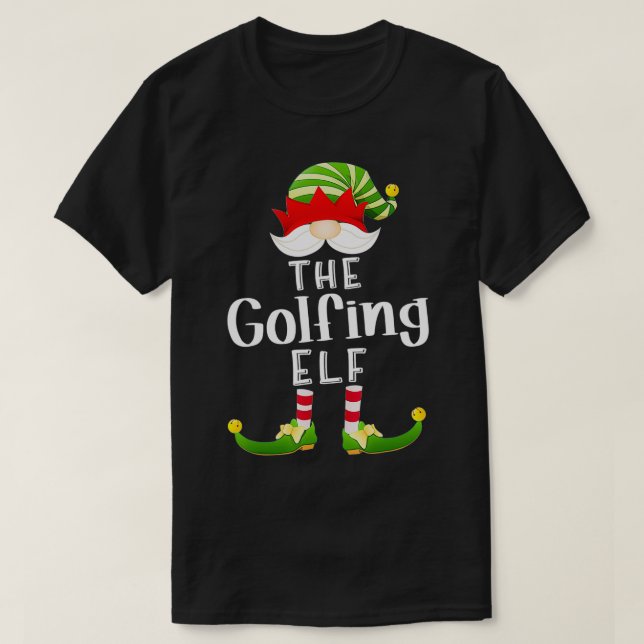 Golfing Elf Group Christmas Funny Pajama Party  T-Shirt (Design Front)
