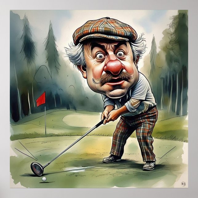 Golfing Finesse - Large Golf Art Print (Front)