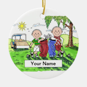 Golfing Friends - Male & Male Ceramic Tree Decoration