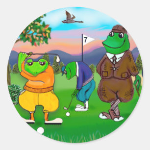 Golfing Frogs - Tournament Classic Round Sticker