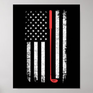 Golfing Gift for Men, American Flag Golf Club Gift Poster