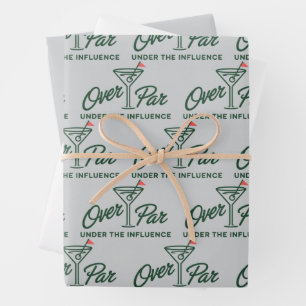 Golfing Gift Over Par And Under The Influence Golf Wrapping Paper Sheet