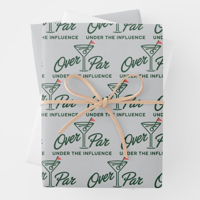 Golfing Gift Over Par And Under The Influence Golf Wrapping Paper Sheet (In situ)