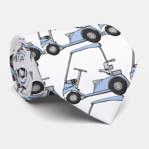 Golfing. Golf car, golf cart. Tie