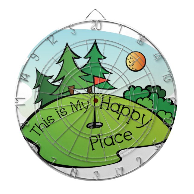 Golfing Golf Course Hole Happy Place Dartboard (Front)