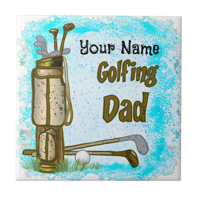 Golfing Golf Dad   Ceramic Tile (Front)
