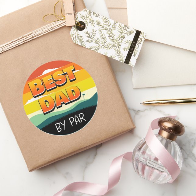Golfing Golfer Dad Best Dad By Par Classic Round Sticker (Gifting)