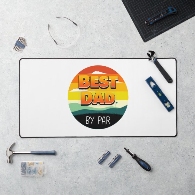 Golfing Golfer Dad Best Dad By Par Desk Mat (Workstation)
