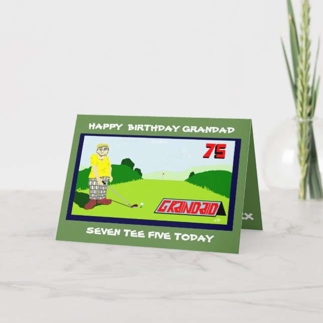 golfing grandad 75th birthday greeting card (Front)