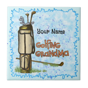 Golfing Grandma Ceramic Tile