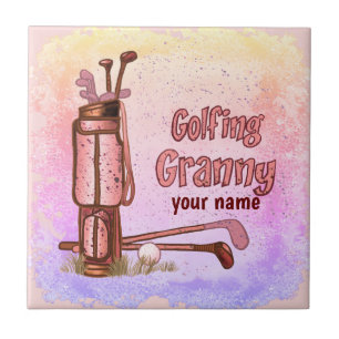 Golfing Granny  Ceramic Tile