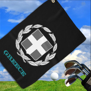 Golfing Greece & Greek coat of arms / flag Golf Towel